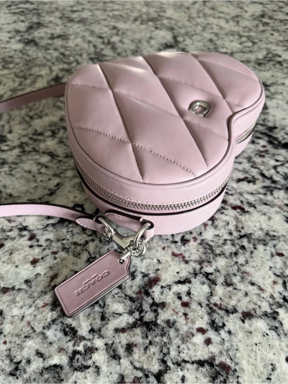 Coach Quilted Heart Crossbody Bag Soft Purple